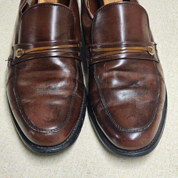 Vintage 90s Leather Penny Loafers Dress Shoes Burgundy Mens 9.5D Workwear Preppy - Picture 2 of 7